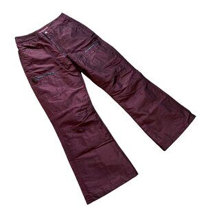Nevada Burgundy Iridescent Ski Snowboard Pants Nylon Shell Lined Vintage Y2K